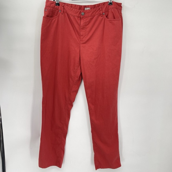 J. Jill‎ Pants Jeans Slim Leg Burnt Orange Cotton Stretch High Rise Size 16 - Picture 1 of 8